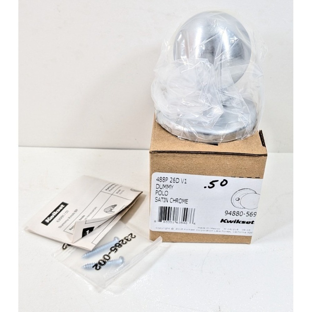2 Kwikset Door Knob Polo 488P 26 BBPKG Half Dummy POLO Stain Chrome Hardware